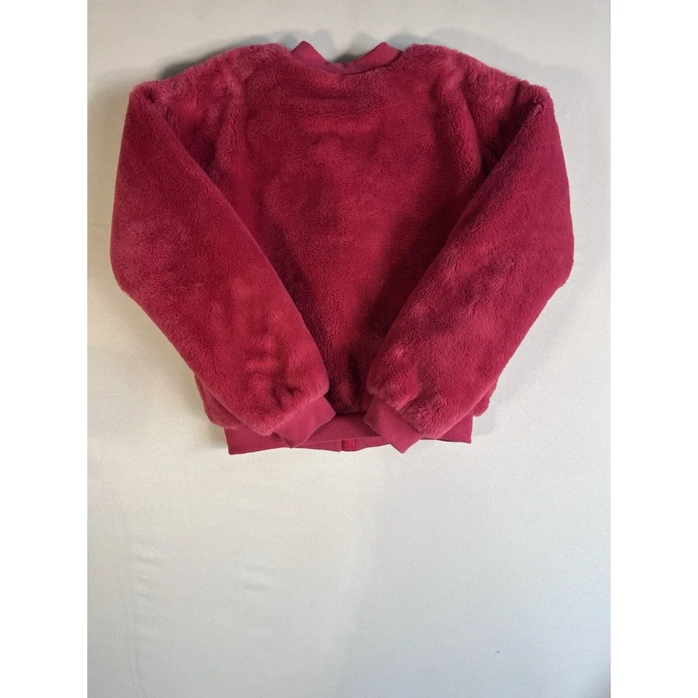 Epic Threads Girls Pink/Res Faux Fur Bomber Jacket Full Zip Lined XL 14/16